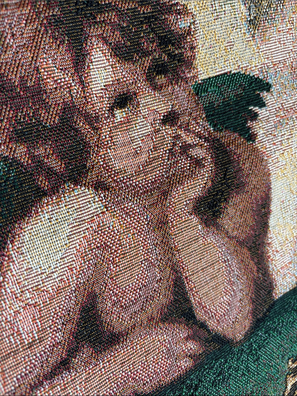 Vintage Cherub Tapestry Table Runner Art in Brown, Green, Cream